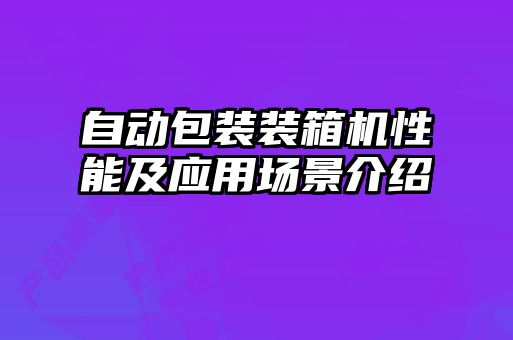 自動包裝裝箱機性能及應(yīng)用場景介紹