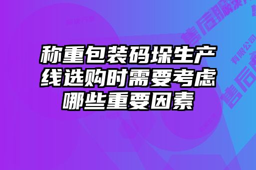 稱重包裝碼垛生產(chǎn)線選購(gòu)時(shí)需要考慮哪些重要因素