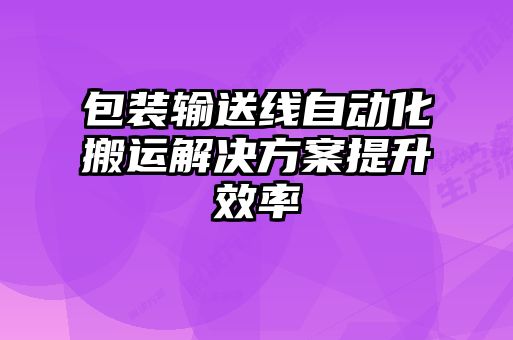 包裝輸送線自動化搬運(yùn)解決方案提升效率