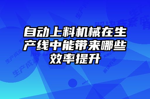 自動上料機(jī)械在生產(chǎn)線中能帶來哪些效率提升