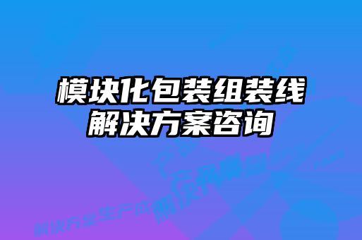 模塊化包裝組裝線解決方案咨詢