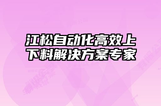 江松自動(dòng)化高效上下料解決方案專家