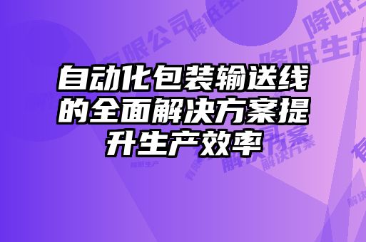 自動化包裝輸送線的全面解決方案提升生產(chǎn)效率