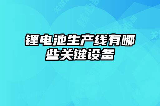 鋰電池生產(chǎn)線有哪些關(guān)鍵設(shè)備