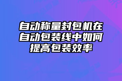 自動(dòng)稱量封包機(jī)在自動(dòng)包裝線中如何提高包裝效率