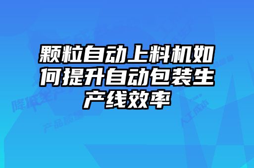 顆粒自動(dòng)上料機(jī)如何提升自動(dòng)包裝生產(chǎn)線效率